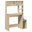skrivebord med hylder 100x45x140 cm konstrueret træ sonoma-eg