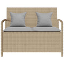 opbevaringsbænk til haven med hynde polyrattan beige
