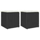 havestole med hynder 2 stk. 40x40x43 cm polyrattan sort