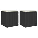 havestole med hynder 2 stk. 40x40x43 cm polyrattan sort