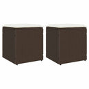 havestole med hynder 2 stk. 40x40x43 cm polyrattan brun