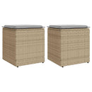 havestole med hynder 2 stk. 40x40x43 cm polyrattan beige