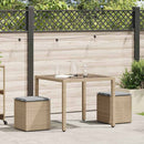 havestole med hynder 2 stk. 40x40x43 cm polyrattan beige