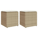 havestole med hynder 2 stk. 40x40x43 cm polyrattan beige