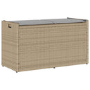udendørs opbevaringsbænk med hynde 100 cm polyrattan beige