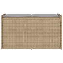 udendørs opbevaringsbænk med hynde 100 cm polyrattan beige
