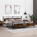 sengeramme uden madras 200x200 cm metal røget egetræsfarve