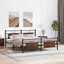 sengeramme uden madras 160x200 cm metal brun egetræsfarve