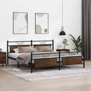 sengeramme uden madras 200x200 cm metal brun egetræsfarve