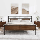 sengeramme uden madras 160x200 cm metal brun egetræsfarve