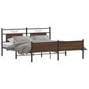 sengeramme uden madras 183x213 cm metal brun egetræsfarve