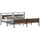 sengeramme uden madras 193x203 cm metal brun egetræsfarve