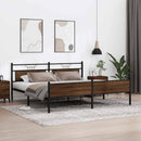 sengeramme uden madras 193x203 cm metal brun egetræsfarve