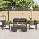 Havesofa Sæt 6 stk. Sort polyrattan