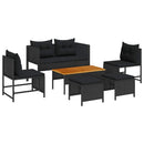 Havesofa Sæt 6 stk. Sort polyrattan