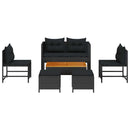 Havesofa Sæt 6 stk. Sort polyrattan