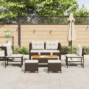 Havesofa Sæt med pude 6 pcs Brun og Creme polyrattan