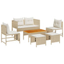 Havesofa Sæt 6 stk. Beige og creme polyrattan