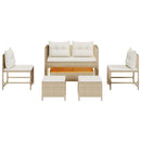 Havesofa Sæt 6 stk. Beige og creme polyrattan