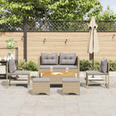 Havesofa Sæt med pude 6 pcs Beige og lys grå polyrattan