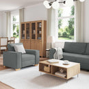 Sofa 3 pcs Mørkegrå 220 x 80 x 84 cm Linned-blandet stof