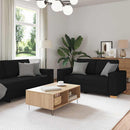 Sofa 3 pcs Sort 220 x 80 x 84 cm Linned-blandet stof