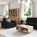 Sofa 3 pcs Sort 220 x 80 x 84 cm Linned-blandet stof