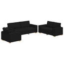 Sofa 3 pcs Sort 220 x 80 x 84 cm Linned-blandet stof
