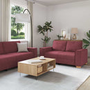 Sofa 3 pcs Vinrød 220 x 80 x 84 cm Linned-blandet stof