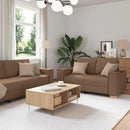 Sofa 3 pcs Brun 220 x 80 x 84 cm Linned-blandet stof