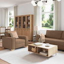 Sofa 3 pcs Brun 220 x 80 x 84 cm Linned-blandet stof