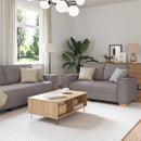 Sofa 3 pcs Gråbrun 220 x 80 x 84 cm Linned-blandet stof
