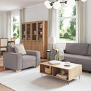 Sofa 3 pcs Gråbrun 220 x 80 x 84 cm Linned-blandet stof