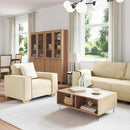 Sofa 3 pcs Creme 220 x 80 x 84 cm Linned-blandet stof