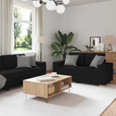 Sofa 3 pcs Sort 221 x 80 x 80 cm Linned-blandet stof