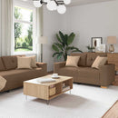 Sofa 3 stk. Brun Linned-blandet stof