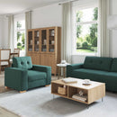 Sofa 3 pcs Mørkegrøn 221 x 80 x 80 cm Linned-blandet stof