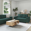 Sofa 3 pcs Mørkegrøn 221 x 80 x 80 cm Linned-blandet stof