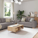 Sofa 3 pcs Gråbrun 221 x 80 x 80 cm Linned-blandet stof