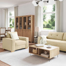 Sofa 3 pcs Creme 221 x 80 x 80 cm Linned-blandet stof