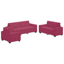 Sofa Sæt 3 pcs Vindrød 221 x 80 x 80 cm Fløjl