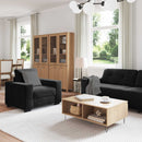 Sofa Sæt 3 pcs Sort 221 x 80 x 80 cm Fløjl