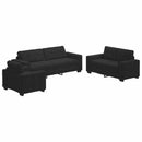 Sofa Sæt 3 pcs Sort 221 x 80 x 80 cm Fløjl