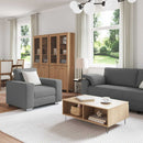 Sofa 3 pcs Mørkegrå 219 x 80 x 82 cm Linned-blandet stof