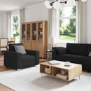 Sofa 3 pcs Sort 219 x 80 x 82 cm Linned-blandet stof