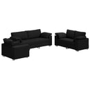 Sofa 3 pcs Sort 219 x 80 x 82 cm Linned-blandet stof