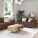 Sofa 3 pcs Brun 219 x 80 x 82 cm Linned-blandet stof