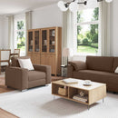 Sofa 3 pcs Brun 219 x 80 x 82 cm Linned-blandet stof