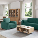 Sofa 3 pcs Mørkegrøn 219 x 80 x 82 cm Linned-blandet stof
