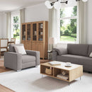 Sofa 3 pcs Gråbrun 219 x 80 x 82 cm Linned-blandet stof